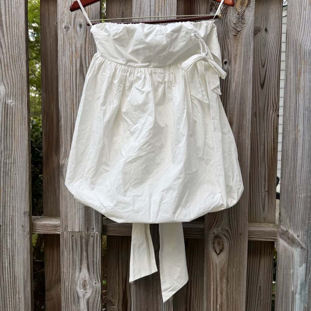 BP. Bridal Wedding White Strapless Bubble Hem Tube Top with Bow CoquetteSize S